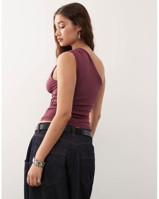 Weekday Red One Shoulder Top With Slash Detail