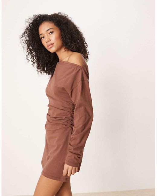 ASOS Brown Cicnhed Asymmetric Mini Dress