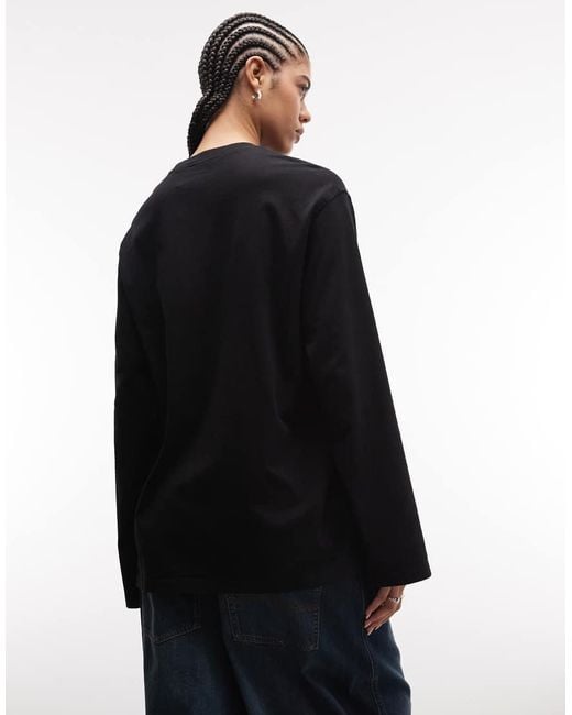 Weekday Black Oversized Long Sleeve Top