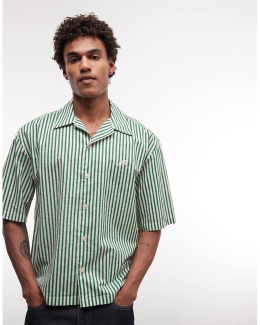 AllSaints Green Chopin Short Sleeve Logo Shirt for men