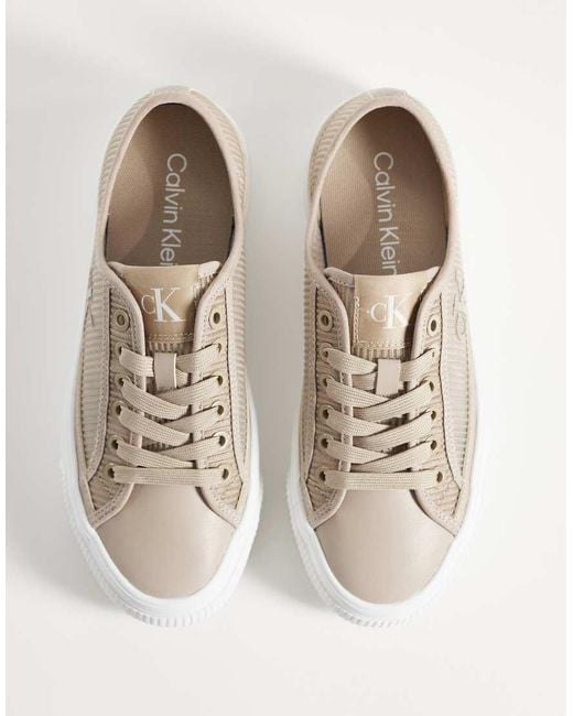 Calvin Klein White Lace Up Flatforms
