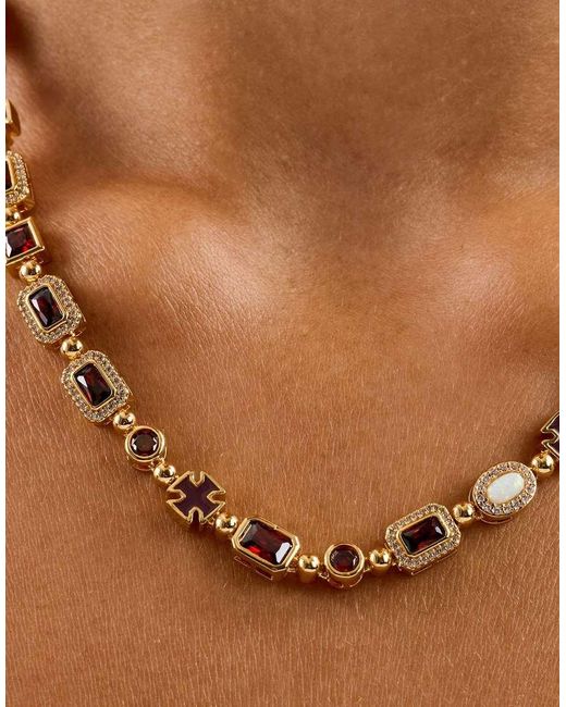 CERNUCCI Metallic Burgundy Multi Gemstone 6Mm Chain