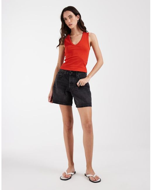 ASOS Red Ribbed V Neck Vest