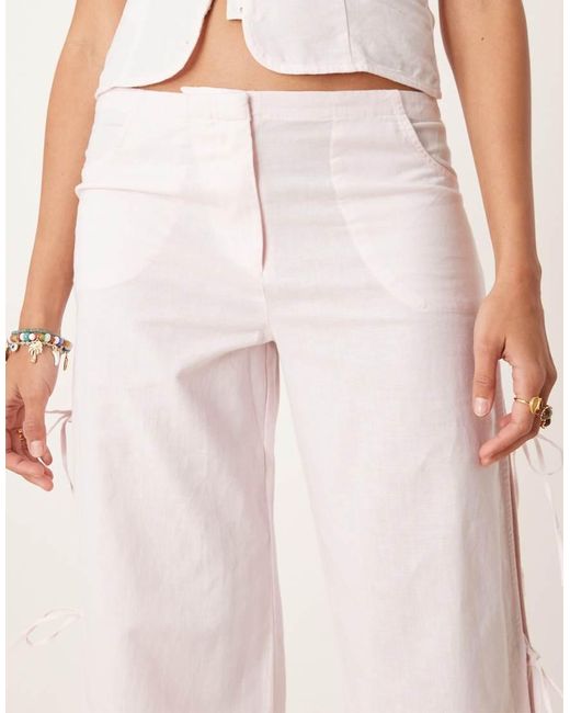 Mango Natural Cotton Mix Bow Side Straight Leg Trouser Co-ord