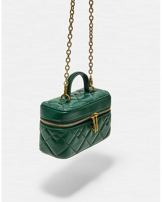 Stradivarius Green Quilted Crossbody Bag