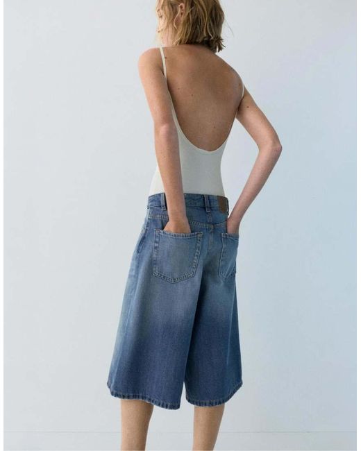 Pull&Bear Blue Low-Rise Jorts
