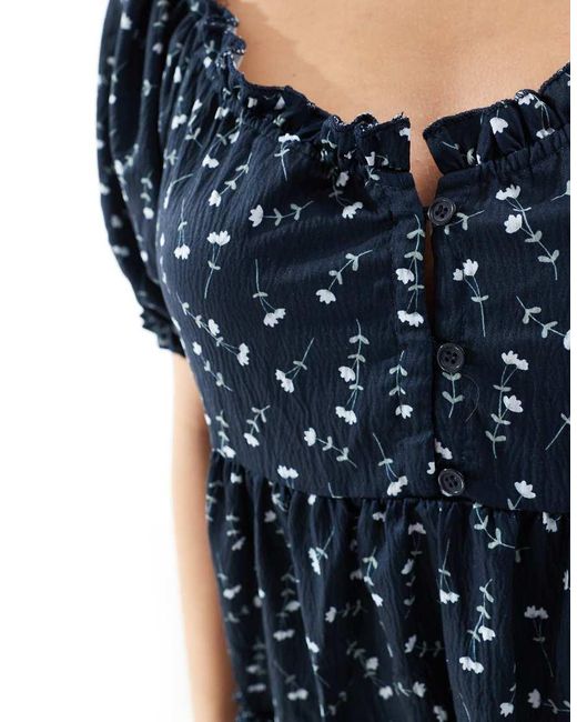Daisy Street Aangerimpelde Mini Jurk Met Stroken in het Blue