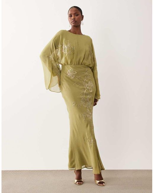 ASOS Metallic Embroidered Maxi Dress