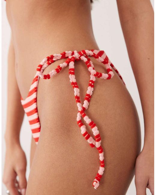Aria Cove Red Towelling Tie Side Bikini Bottoms Co-Ord