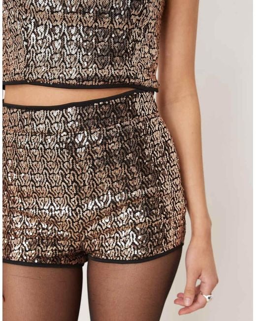 ASOS Natural Tailored Sequin Micro Short Co-Ord