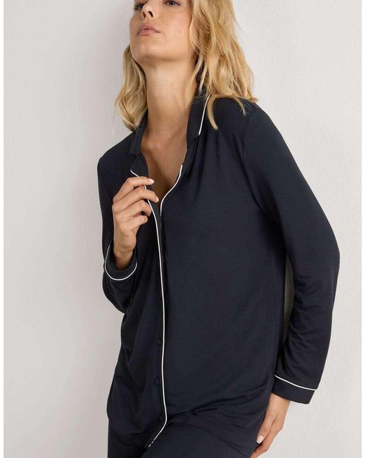 Intimissimi Blue Long-Sleeve Micromodal Jacket
