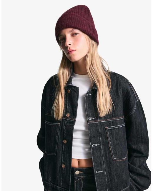 Bershka Red Basic Beanie