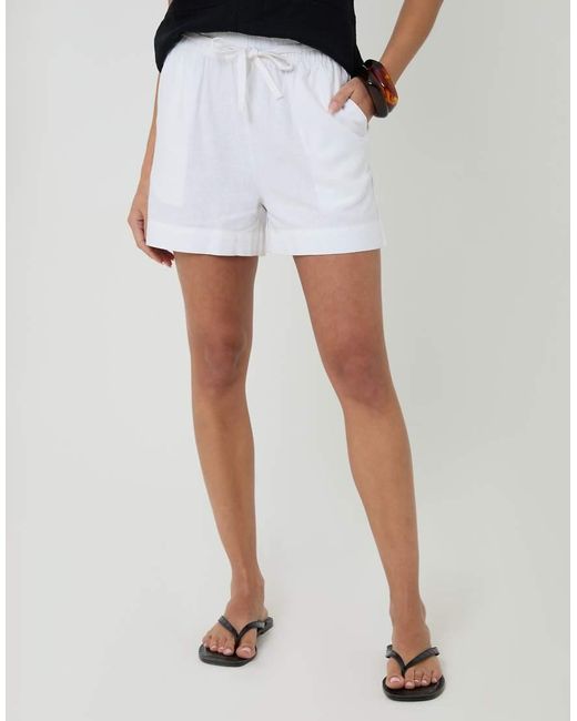 Threadbare Blue Linen Blend Tie Waist Shorts