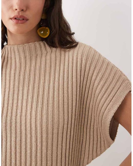 ASOS Natural Knitted Cinched Pleated Top