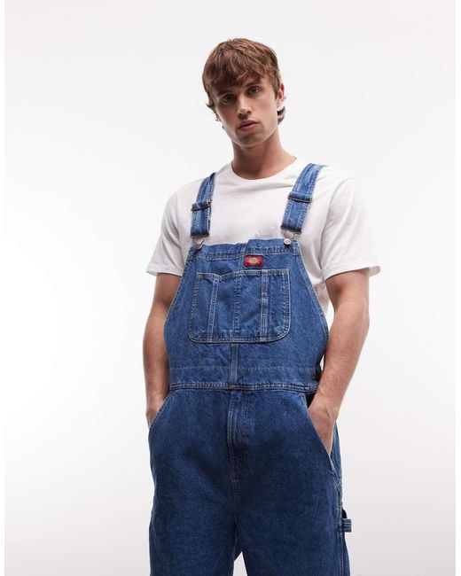 Dickies Blue Loose Denim Dungarees for men