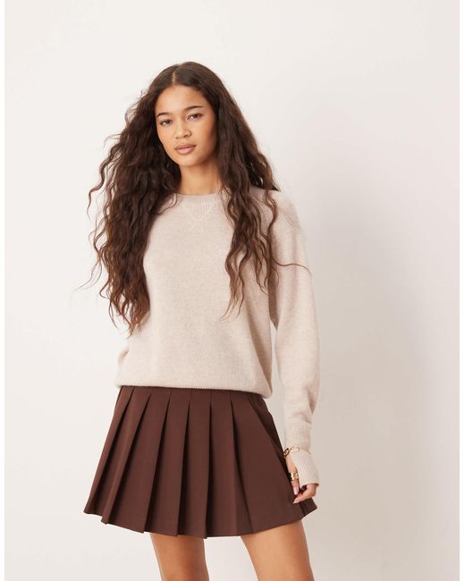 ASOS Natural Pleated Mini Skirt