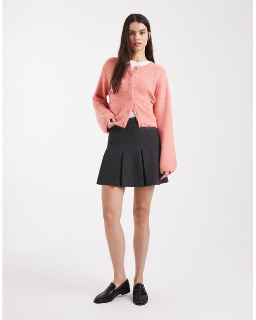 Object Red Slouchy Knitted Cardigan With Pocket Detail