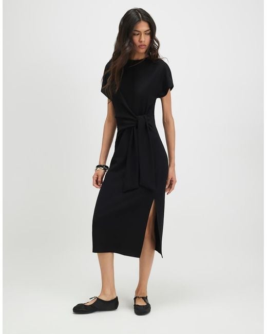 River Island Black Premium Tie Side Midi Dress