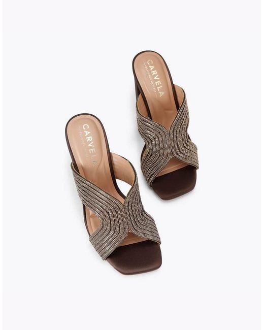 Carvela Kurt Geiger Brown Paparazzi Block Heeled Sandals