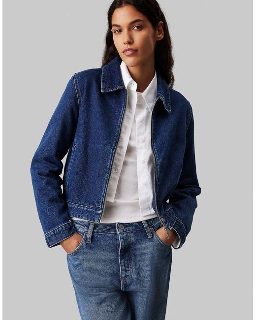 Calvin Klein Blue Zip Up Denim Jacket