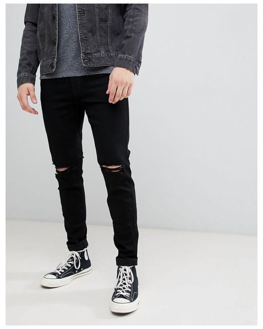 Hollister Black Destroy Super Skinny Jeans for men
