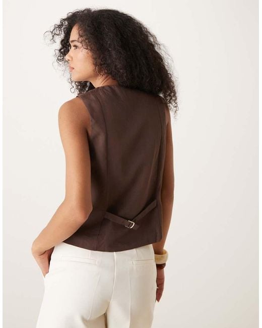 Mango Brown High Neck Waistcoat
