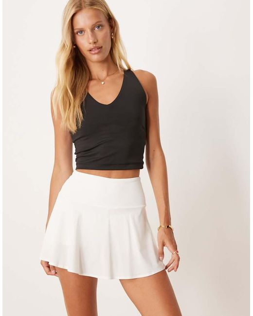 Gonna Vaporosa Da Tennis Bianca Con Pantaloncini Interni di 4505 in Natural