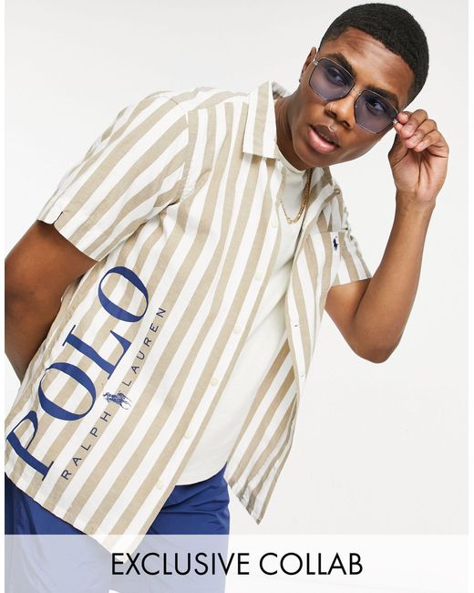 Polo Ralph Lauren X Asos Exclusive Collab Revere Collar Stripe Shirt for  Men | Lyst