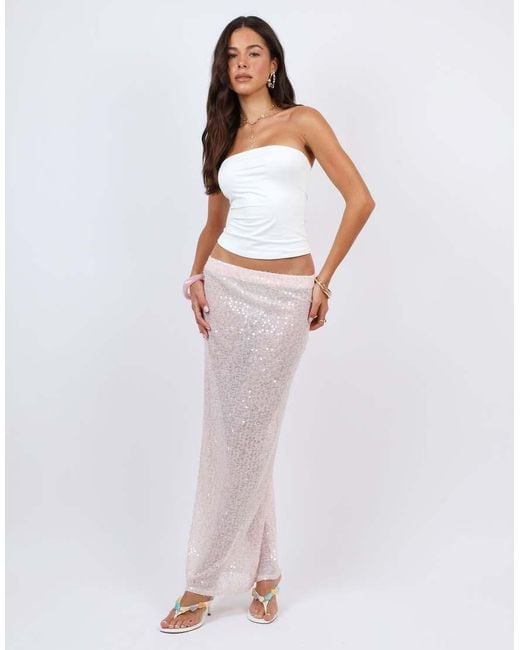 SIMMI White Sequin Beach Maxi Skirt