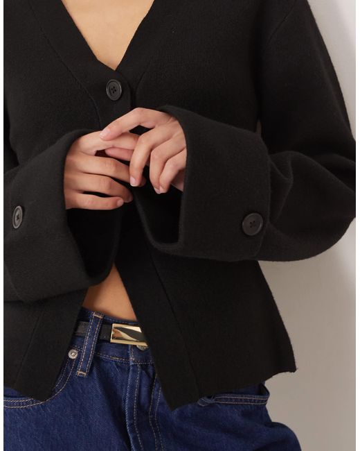 Gina Tricot Blue Long Sleeve Knitted Sculptured Cardigan