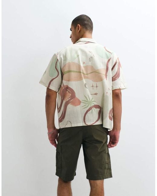 ASOS White Oversized Shirt With Abstract Print for men