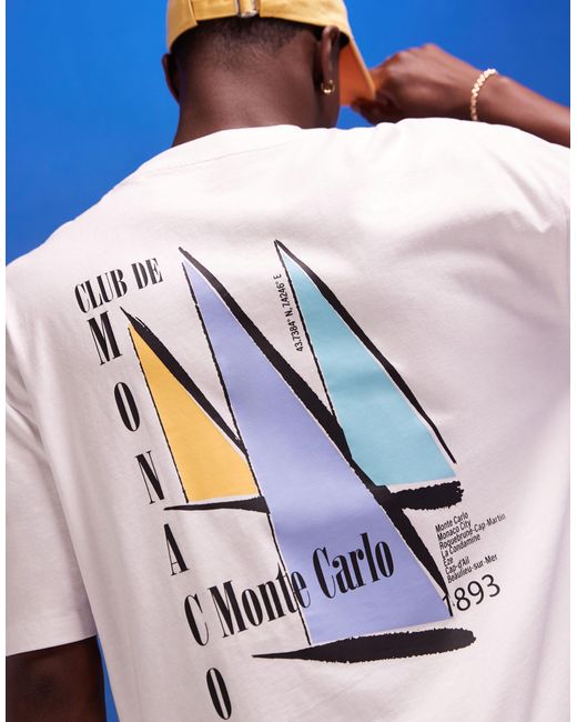 T-shirt oversize à imprimé yacht au dos ASOS pour homme en coloris Blue