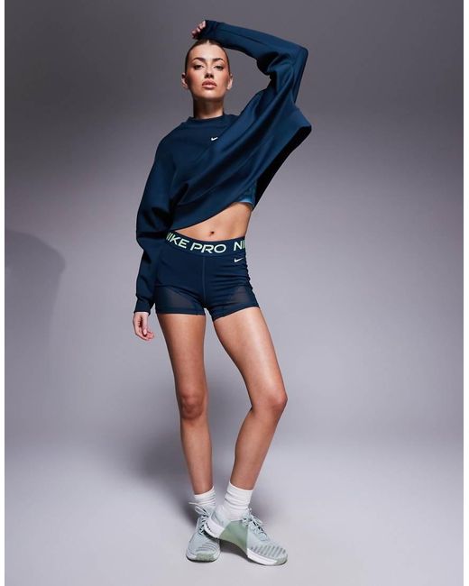 Nike Blue Nike Pro Training Sculpt High Waisted 3 Inch legging Shorts