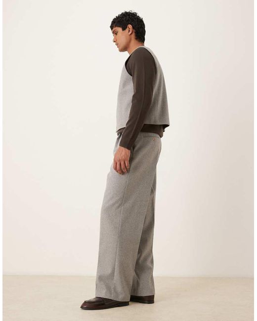 Pantalones De Traje Claro De Pernera Ancha Y Talle Alto De Fieltro De ASOS de hombre de color Gray