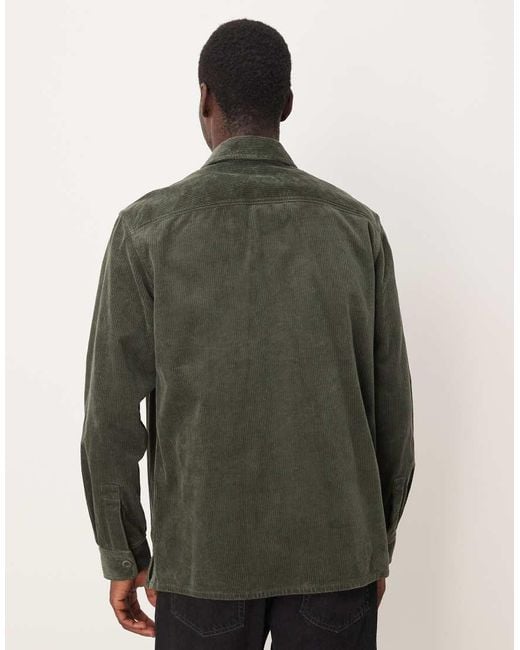 ARKET Green Cord Overshirt With Front Patch Pockets for men