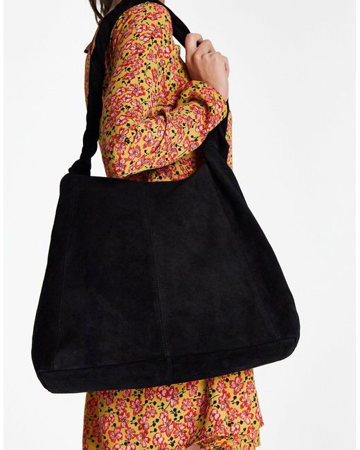Topshop nylon slouch shoulder bag in black