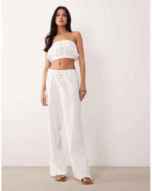 ASOS White Ruffle Hem Micro Bandeau Top