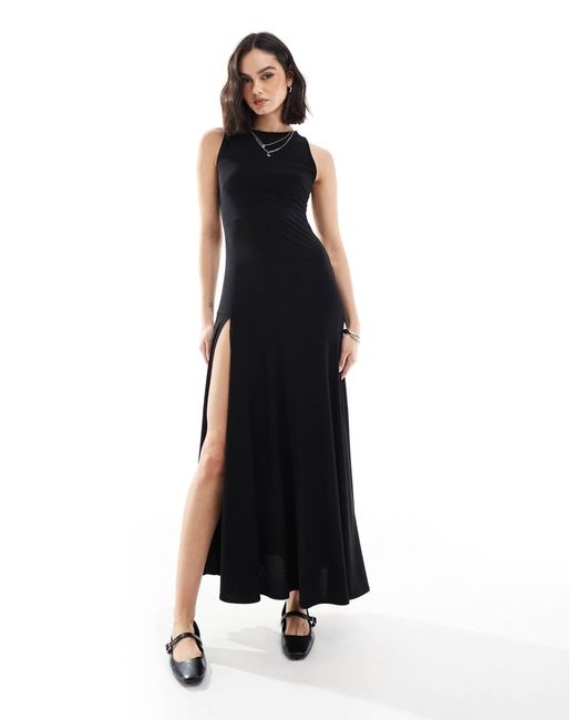 Stradivarius Black – midaxi-kleid