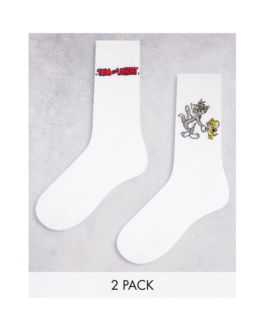 ASOS 2 Pack Tom And Jerry Sports Socks in White for Men | Lyst