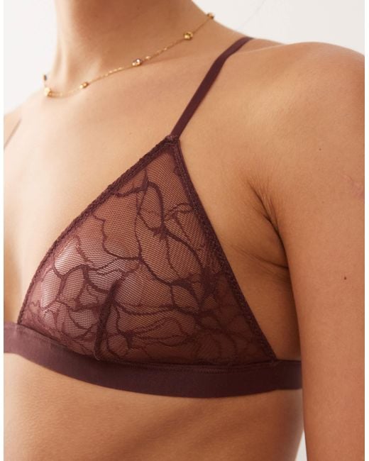 Weekday Natural Lace Triangle Bra