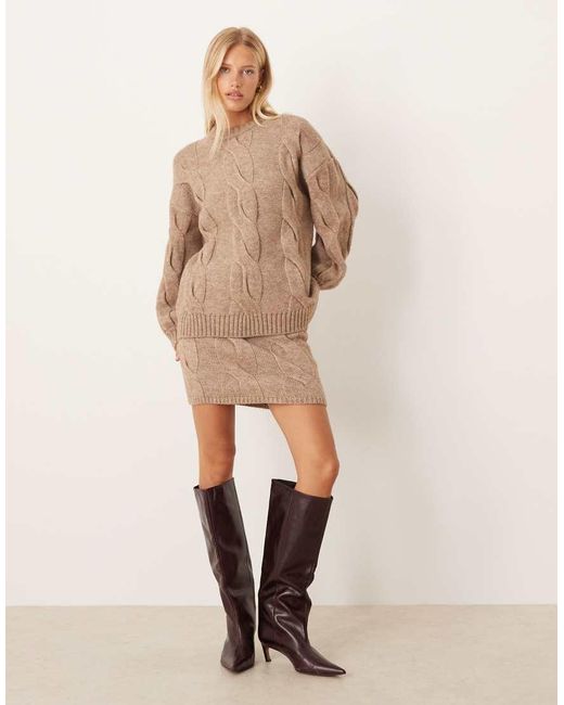 Pretty Lavish Brown Cable Knit Jumper Co-Ord