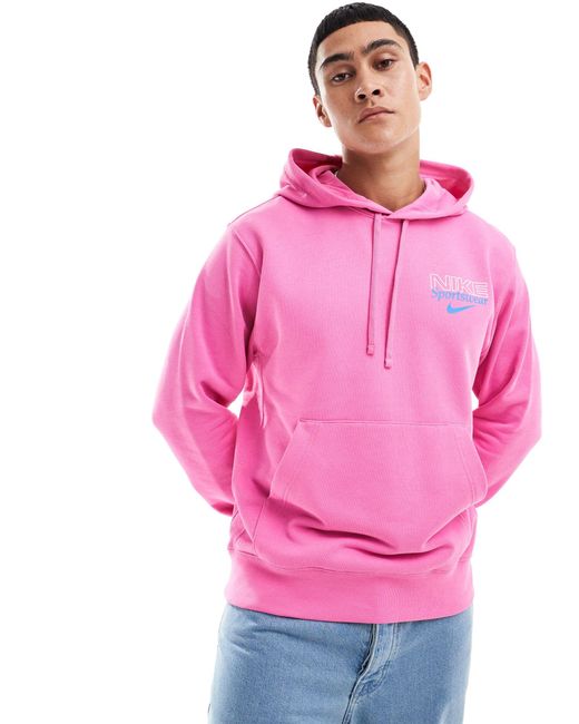 Nike Pink Graphic Back Print Hoodie for men