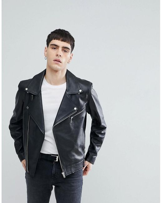 Weekday Leather Jacket In Black for men