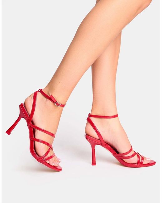 Public Desire White Free Spirit Strappy Round Toe Mid Heels