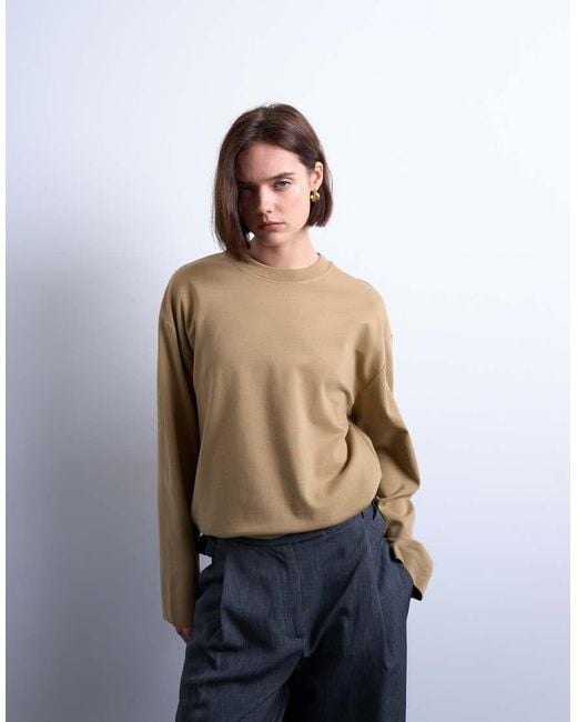 TOPSHOP Blue Premium Interlock Long Sleeve Skater Tee