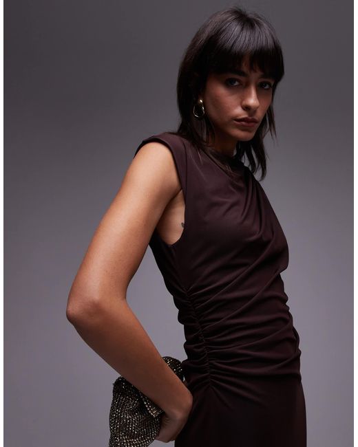 & Other Stories Gray Mesh Midi Dress With Drape Detail