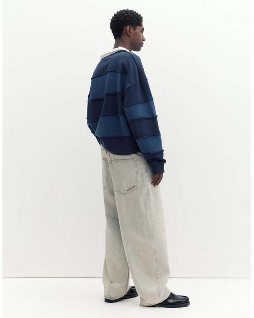 Pull&Bear Blue Embroidered Super Baggy Jeans for men