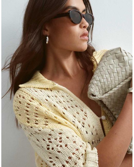Camicia All'Uncinetto Color Latticello A Contrasto di ARRANGE in Natural