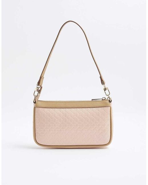 River Island White 90S Monogram Shoulder Bag