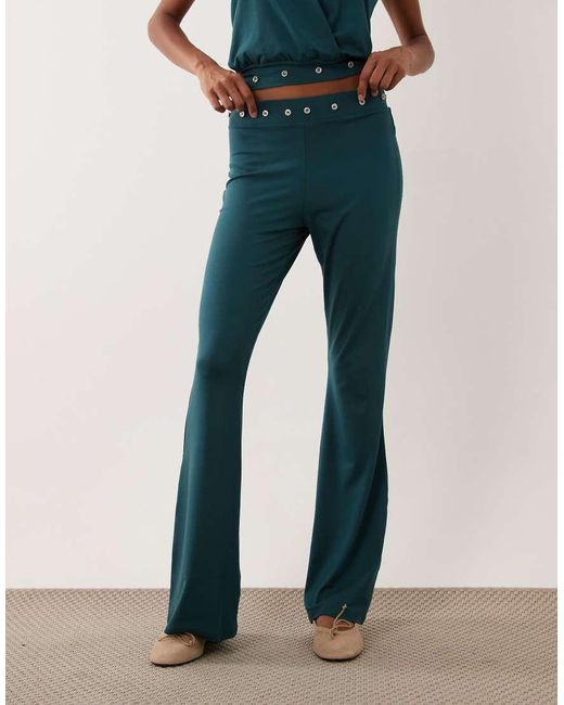 ASOS Blue Modal Stud Detail Flare Trouser Co-ord